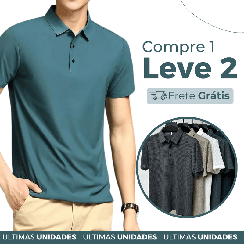 Camisa Polo Seda Gelo Elegante [ Não Amassa] + Relogio de Brinde